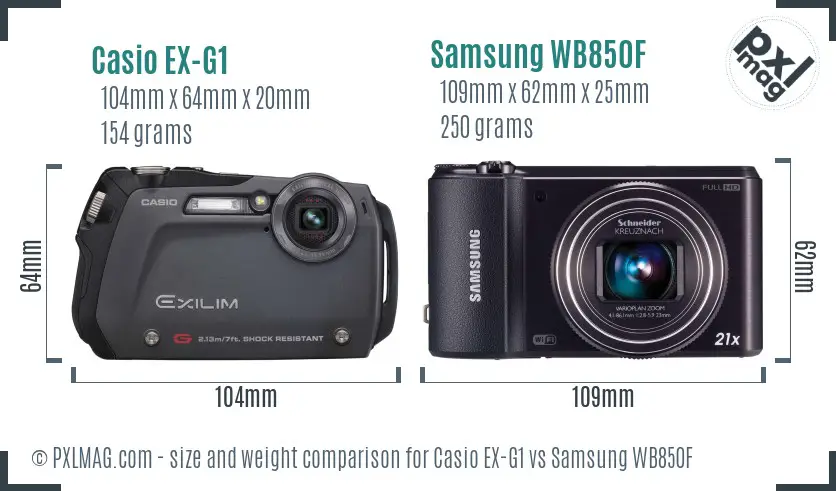 Casio EX-G1 vs Samsung WB850F size comparison