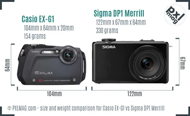 Casio EX-G1 vs Sigma DP1 Merrill size comparison