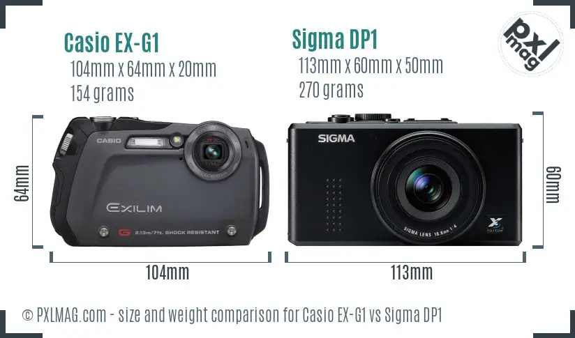 Casio EX-G1 vs Sigma DP1 size comparison