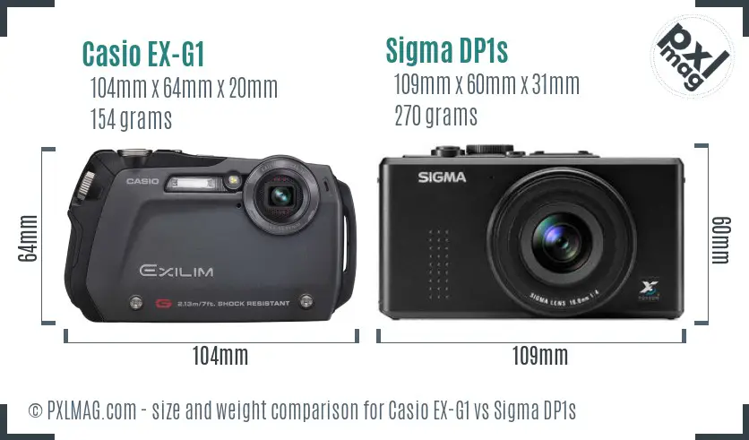 Casio EX-G1 vs Sigma DP1s size comparison