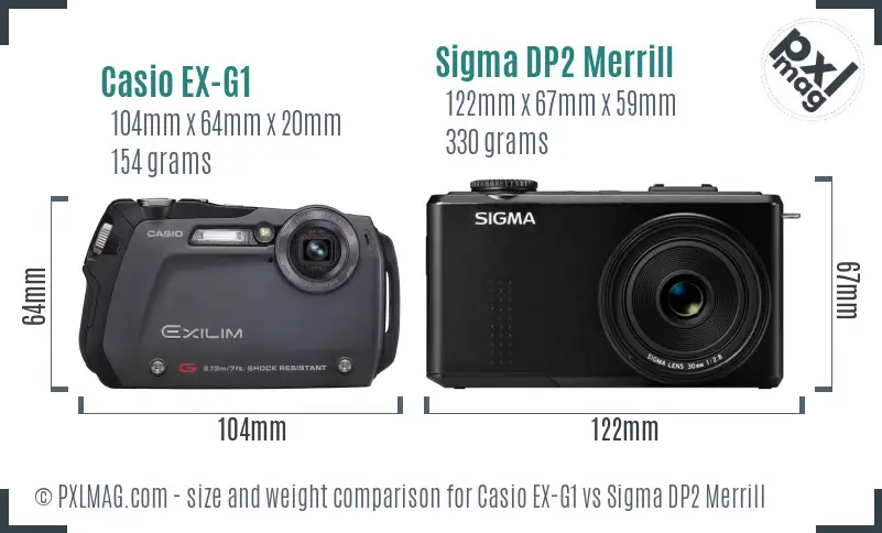 Casio EX-G1 vs Sigma DP2 Merrill size comparison