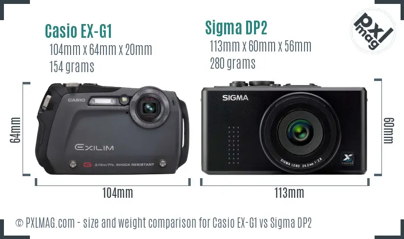 Casio EX-G1 vs Sigma DP2 size comparison