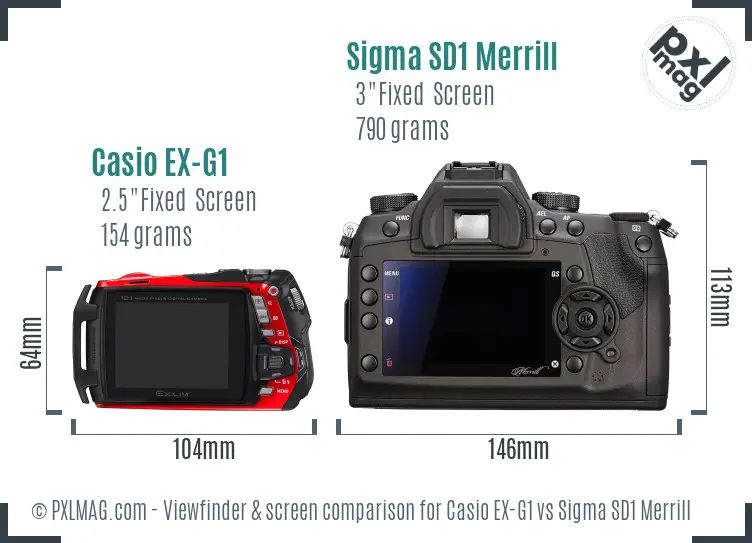 Casio EX-G1 vs Sigma SD1 Merrill Screen and Viewfinder comparison