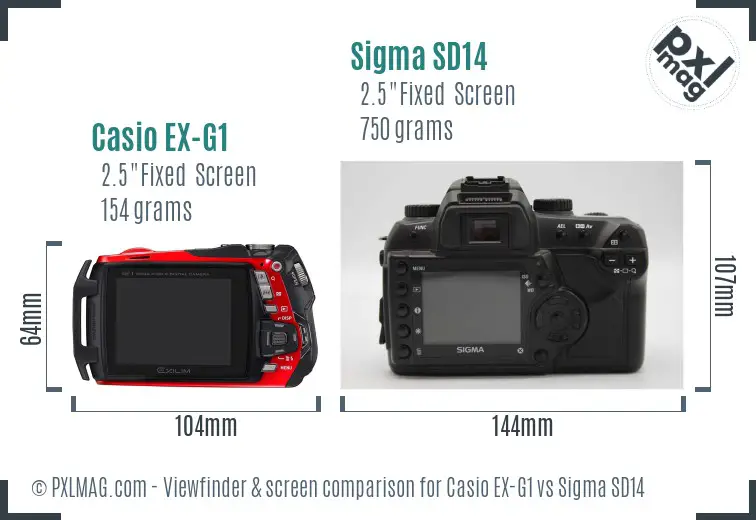 Casio EX-G1 vs Sigma SD14 Screen and Viewfinder comparison