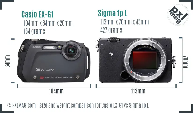 Casio EX-G1 vs Sigma fp L size comparison