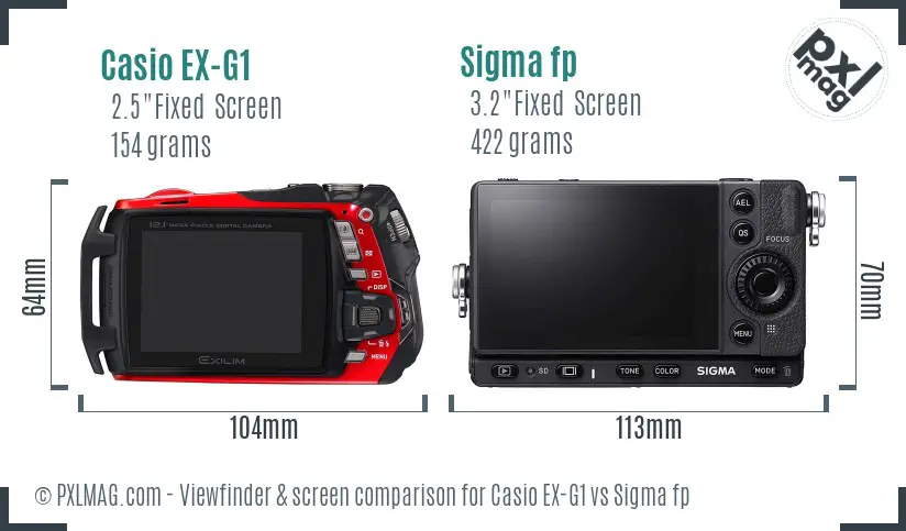 Casio EX-G1 vs Sigma fp Screen and Viewfinder comparison Casio EX-G1 vs Sigma fp Screen and Viewfinder comparison