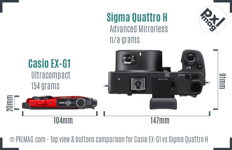 Casio EX-G1 vs Sigma Quattro H top view buttons comparison