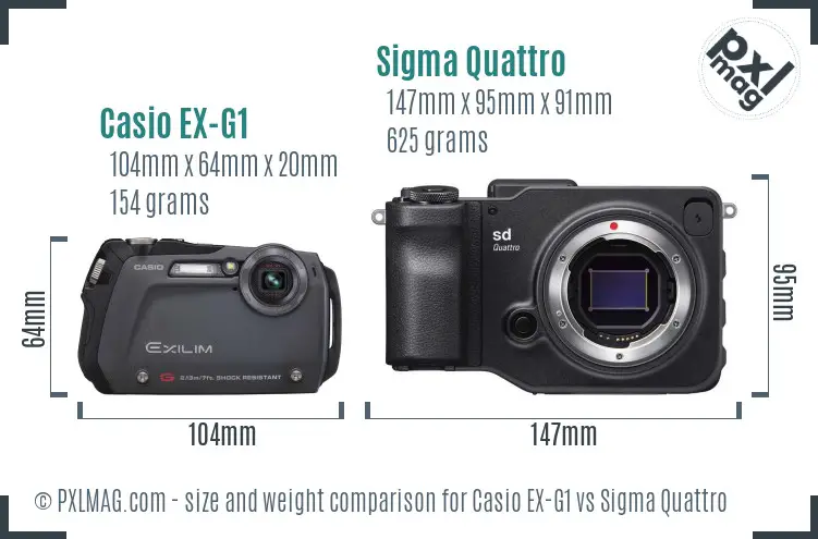Casio EX-G1 vs Sigma Quattro size comparison