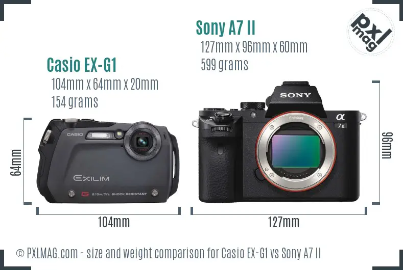 Casio EX-G1 vs Sony A7 II size comparison