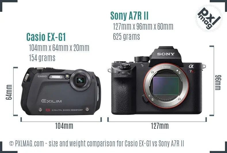 Casio EX-G1 vs Sony A7R II size comparison
