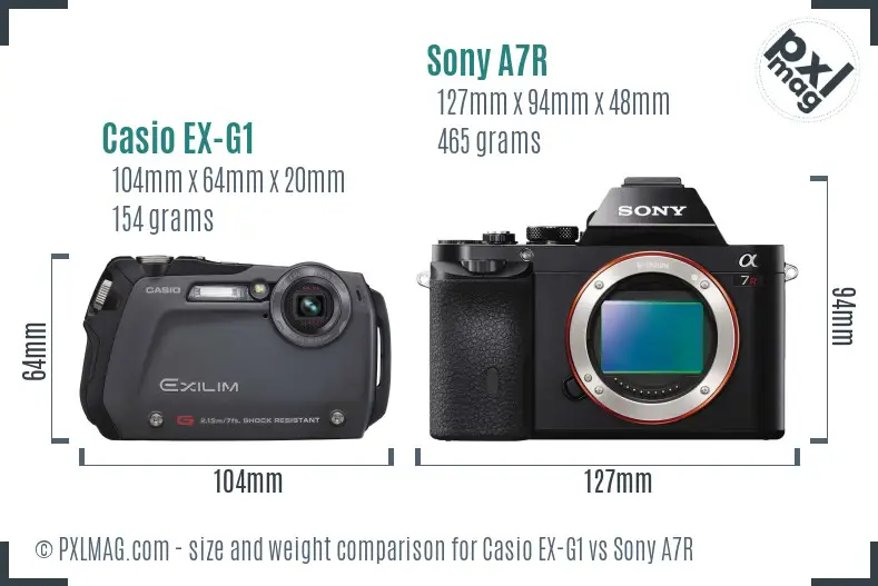 Casio EX-G1 vs Sony A7R size comparison