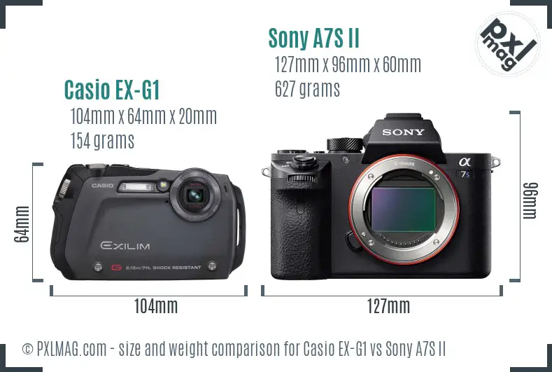 Casio EX-G1 vs Sony A7S II size comparison