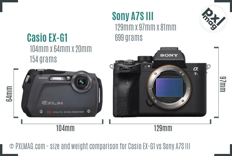 Casio EX-G1 vs Sony A7S III size comparison