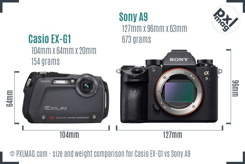 Casio EX-G1 vs Sony A9 size comparison