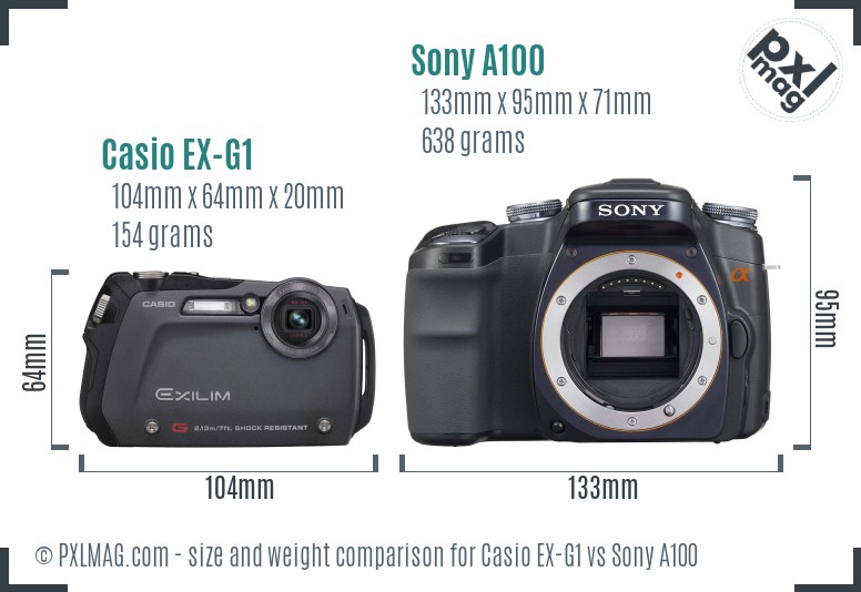 Casio EX-G1 vs Sony A100 size comparison