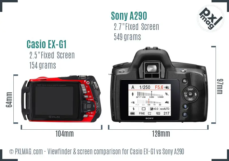 Casio EX-G1 vs Sony A290 Screen and Viewfinder comparison Casio EX-G1 vs Sony A290 Screen and Viewfinder comparison