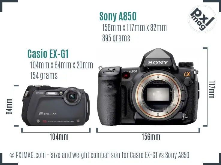 Casio EX-G1 vs Sony A850 size comparison