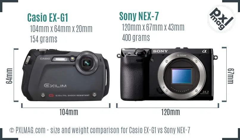 Casio EX-G1 vs Sony NEX-7 size comparison Casio EX-G1 vs Sony NEX-7 size comparison