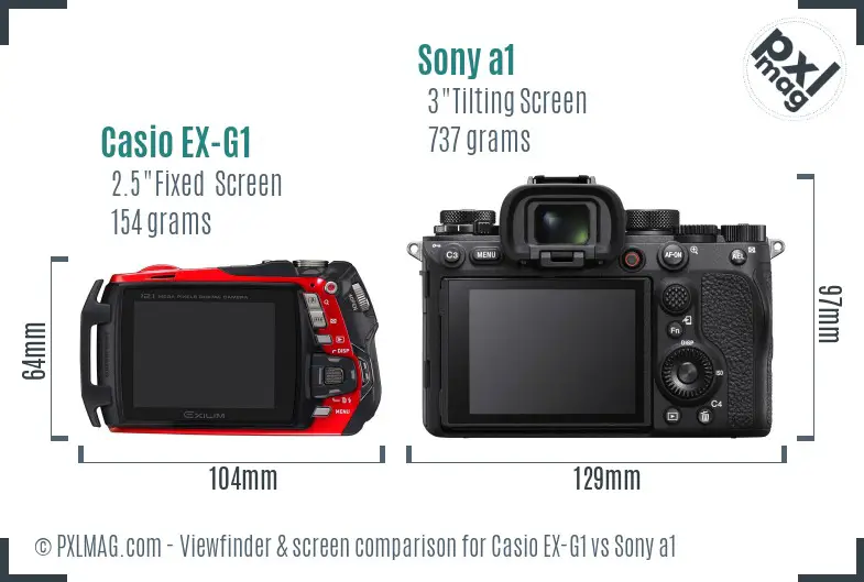 Casio EX-G1 vs Sony a1 Screen and Viewfinder comparison