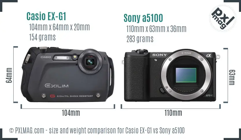 Casio EX-G1 vs Sony a5100 size comparison