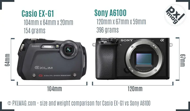 Casio EX-G1 vs Sony A6100 size comparison Casio EX-G1 vs Sony A6100 size comparison