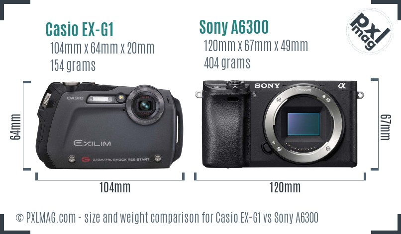 Casio EX-G1 vs Sony A6300 size comparison Casio EX-G1 vs Sony A6300 size comparison