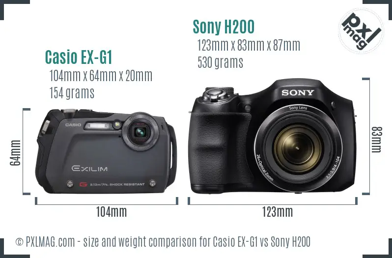 Casio EX-G1 vs Sony H200 size comparison