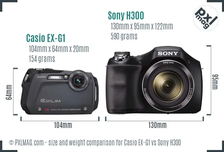 Casio EX-G1 vs Sony H300 size comparison