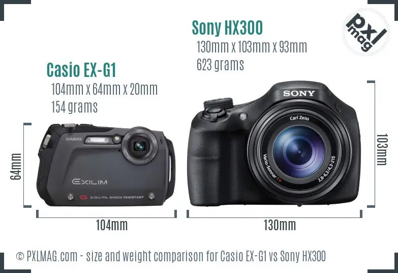 Casio EX-G1 vs Sony HX300 size comparison