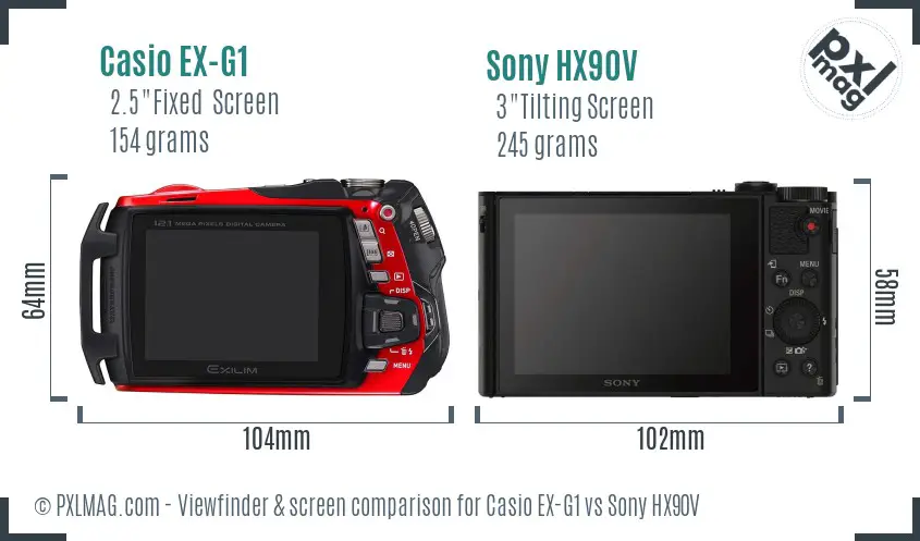 Casio EX-G1 vs Sony HX90V Screen and Viewfinder comparison
