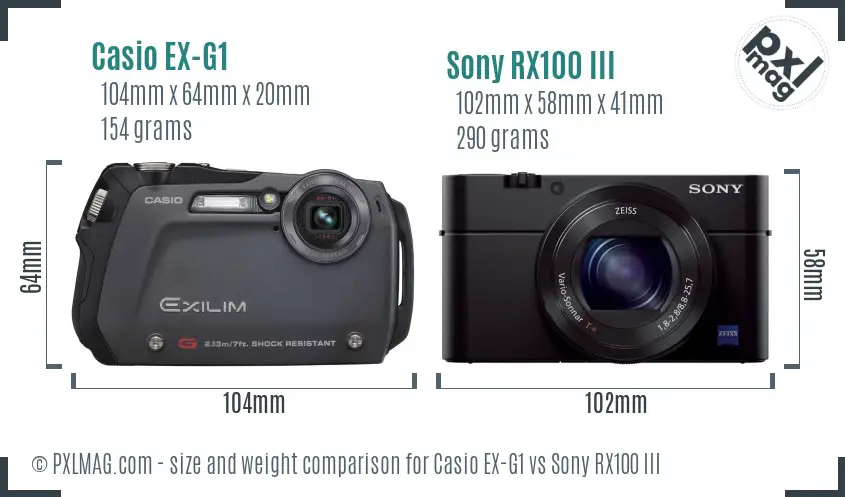 Casio EX-G1 vs Sony RX100 III size comparison Casio EX-G1 vs Sony RX100 III size comparison
