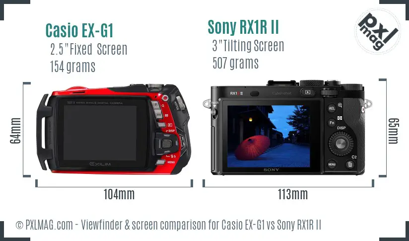 Casio EX-G1 vs Sony RX1R II Screen and Viewfinder comparison Casio EX-G1 vs Sony RX1R II Screen and Viewfinder comparison
