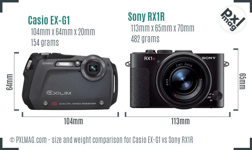Casio EX-G1 vs Sony RX1R size comparison Casio EX-G1 vs Sony RX1R size comparison