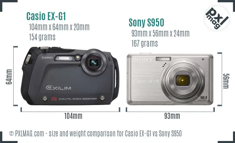 Casio EX-G1 vs Sony S950 size comparison