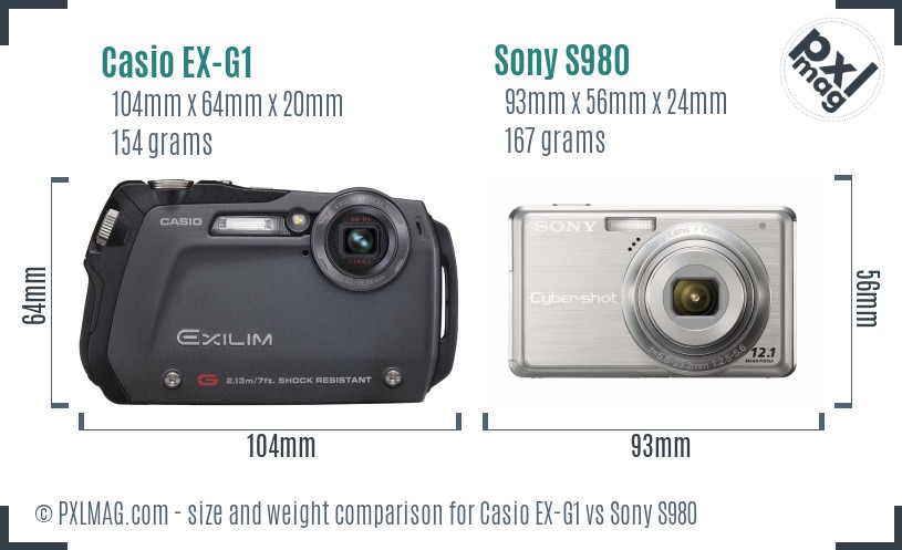 Casio EX-G1 vs Sony S980 size comparison Casio EX-G1 vs Sony S980 size comparison