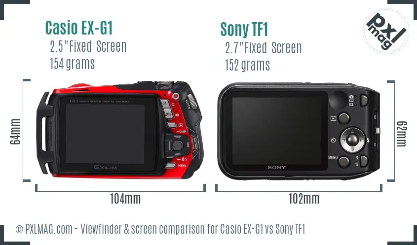 Casio EX-G1 vs Sony TF1 Screen and Viewfinder comparison