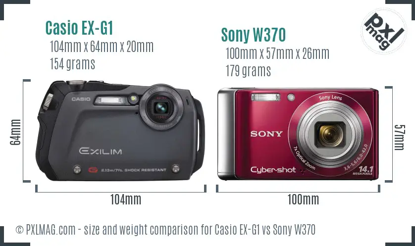 Casio EX-G1 vs Sony W370 size comparison