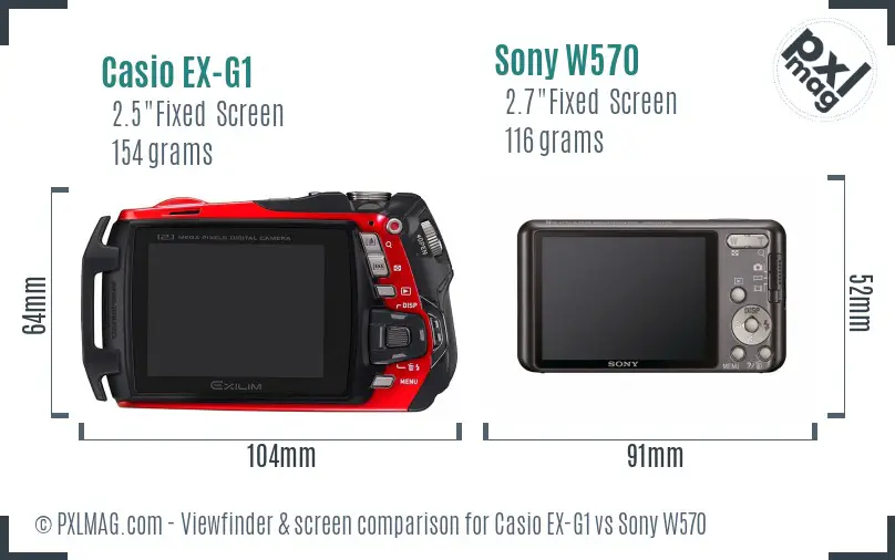 Casio EX-G1 vs Sony W570 Screen and Viewfinder comparison