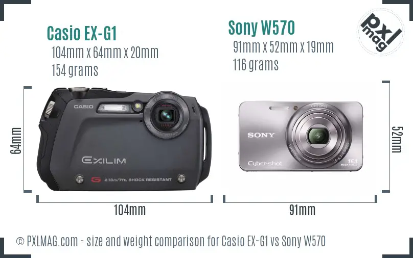 Casio EX-G1 vs Sony W570 size comparison