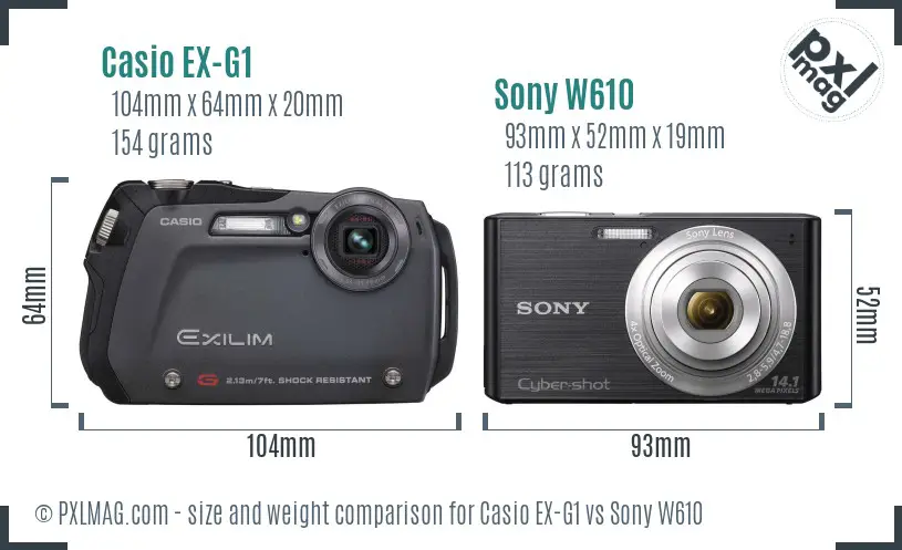 Casio EX-G1 vs Sony W610 size comparison Casio EX-G1 vs Sony W610 size comparison