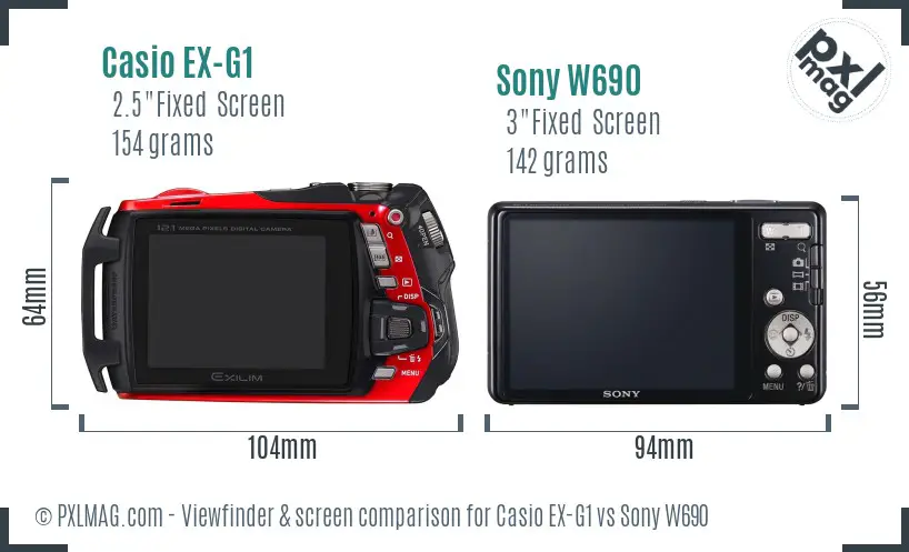 Casio EX-G1 vs Sony W690 Screen and Viewfinder comparison