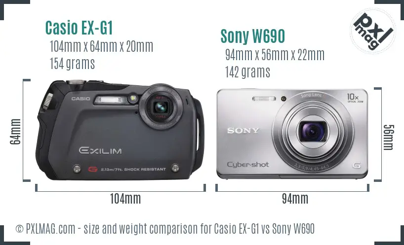 Casio EX-G1 vs Sony W690 size comparison