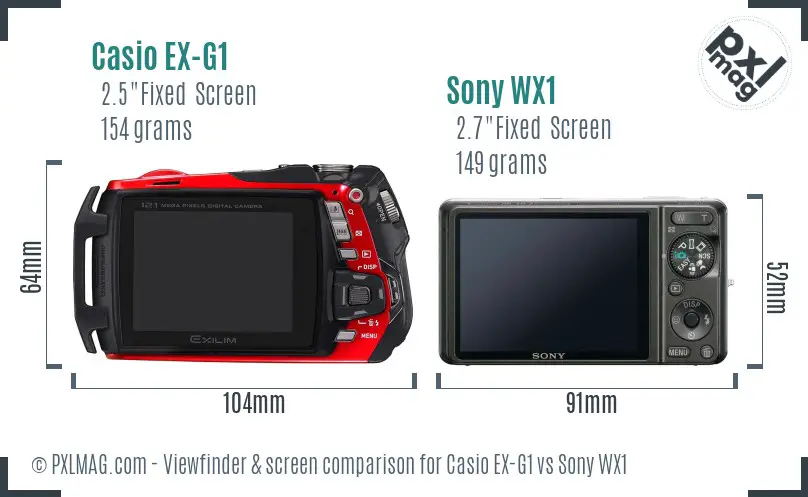 Casio EX-G1 vs Sony WX1 Screen and Viewfinder comparison