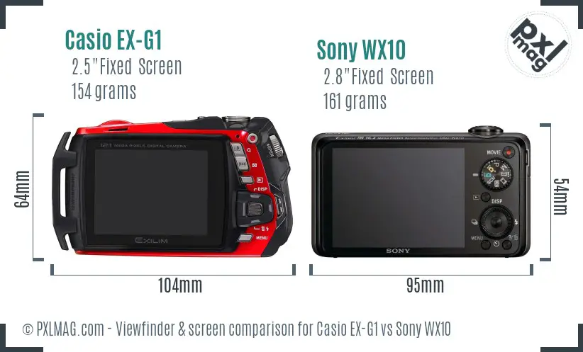 Casio EX-G1 vs Sony WX10 Screen and Viewfinder comparison Casio EX-G1 vs Sony WX10 Screen and Viewfinder comparison