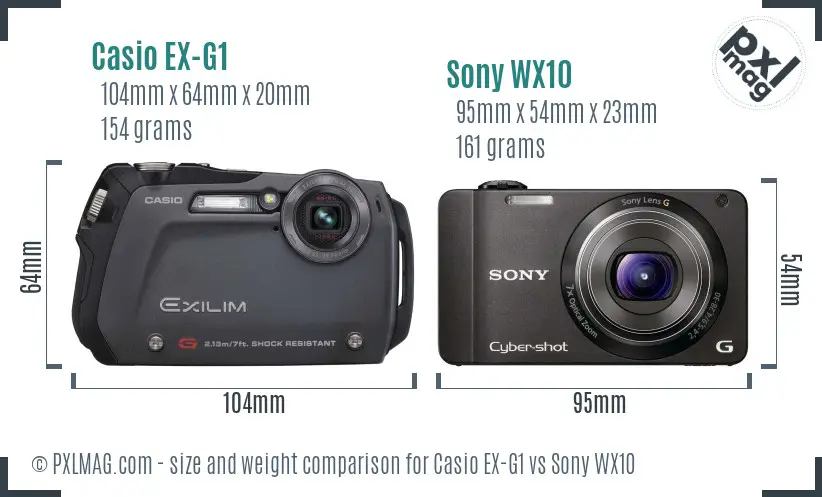 Casio EX-G1 vs Sony WX10 size comparison Casio EX-G1 vs Sony WX10 size comparison