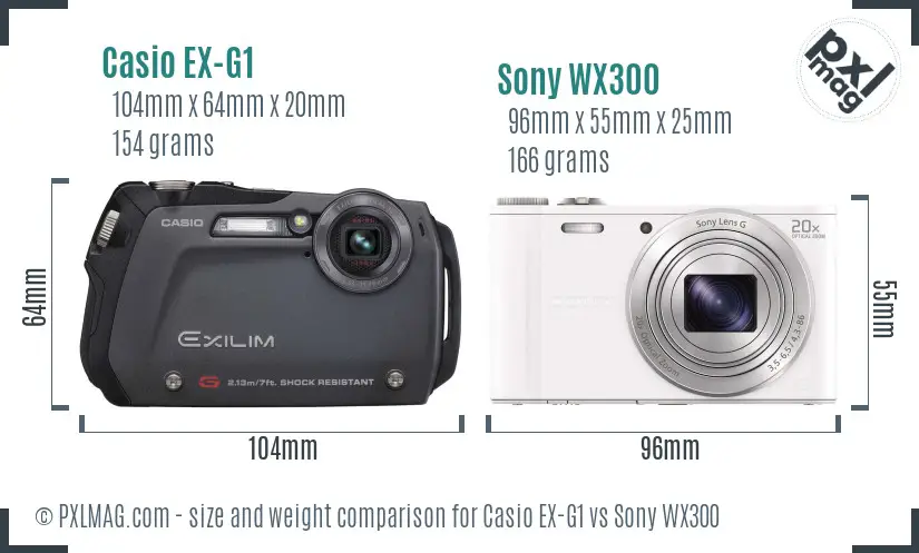 Casio EX-G1 vs Sony WX300 size comparison Casio EX-G1 vs Sony WX300 size comparison