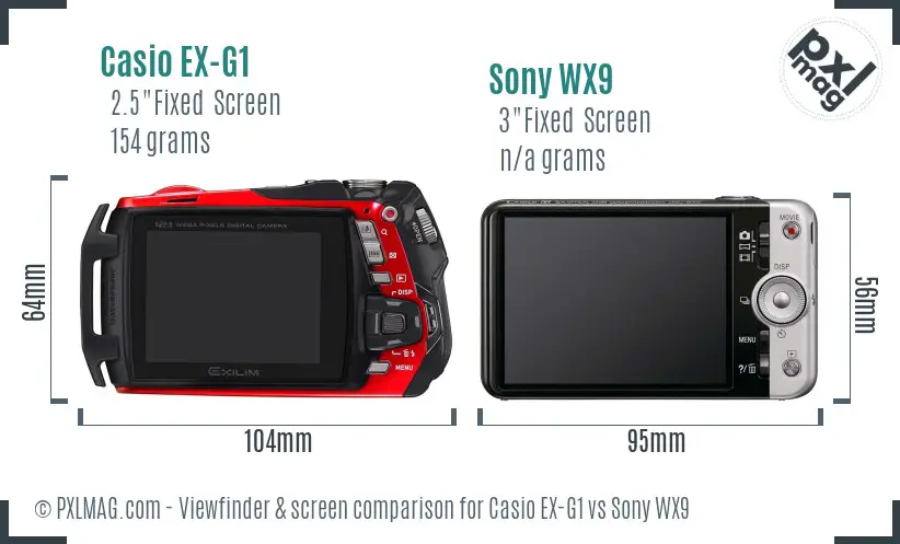 Casio EX-G1 vs Sony WX9 Screen and Viewfinder comparison