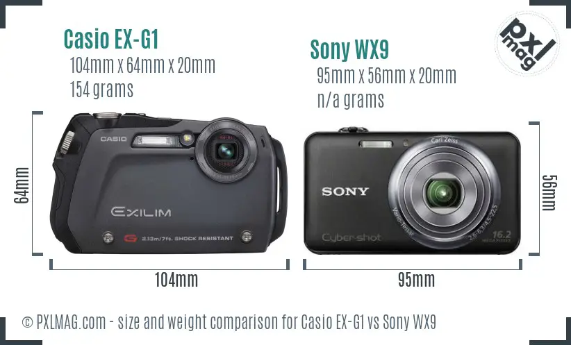 Casio EX-G1 vs Sony WX9 size comparison