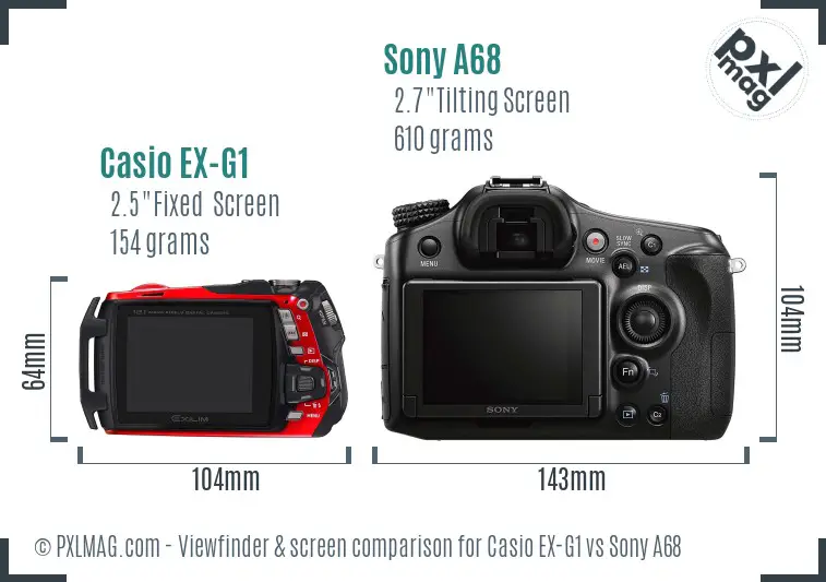 Casio EX-G1 vs Sony A68 Screen and Viewfinder comparison