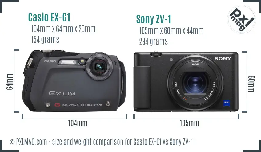 Casio EX-G1 vs Sony ZV-1 size comparison Casio EX-G1 vs Sony ZV-1 size comparison